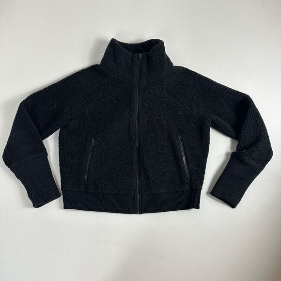 Athleta Tugga Sherpa Teddy Jacket Size Medium Women's Full Zip‎ Black - Picture 1 of 9